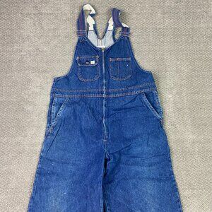 Big Bill Denim Bib Overalls Mens 44 Reg Blue Work Wear Distressed Paint Splatter